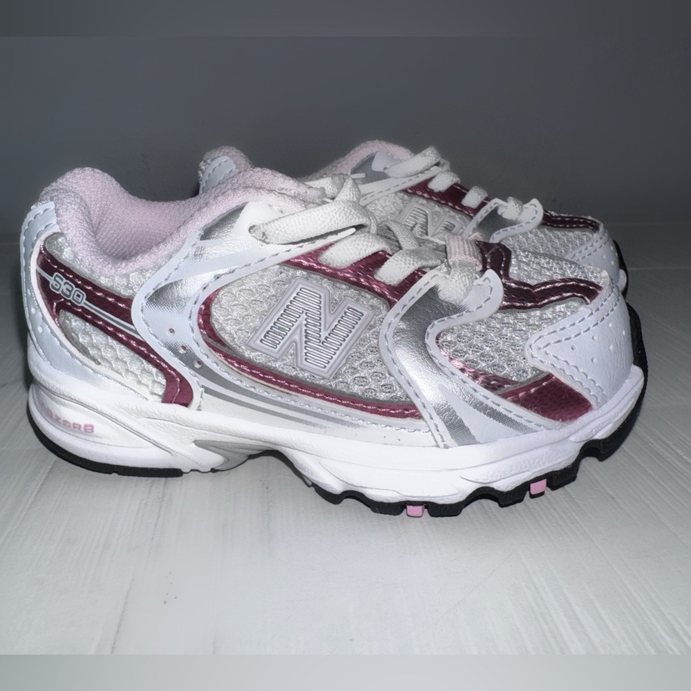 New Balance Kids' White and Purple Sneakers